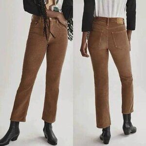 DENIM FORUM Aritzia The Arlo High Rise Straight 28L Brown Corduroy Pant Sz 23